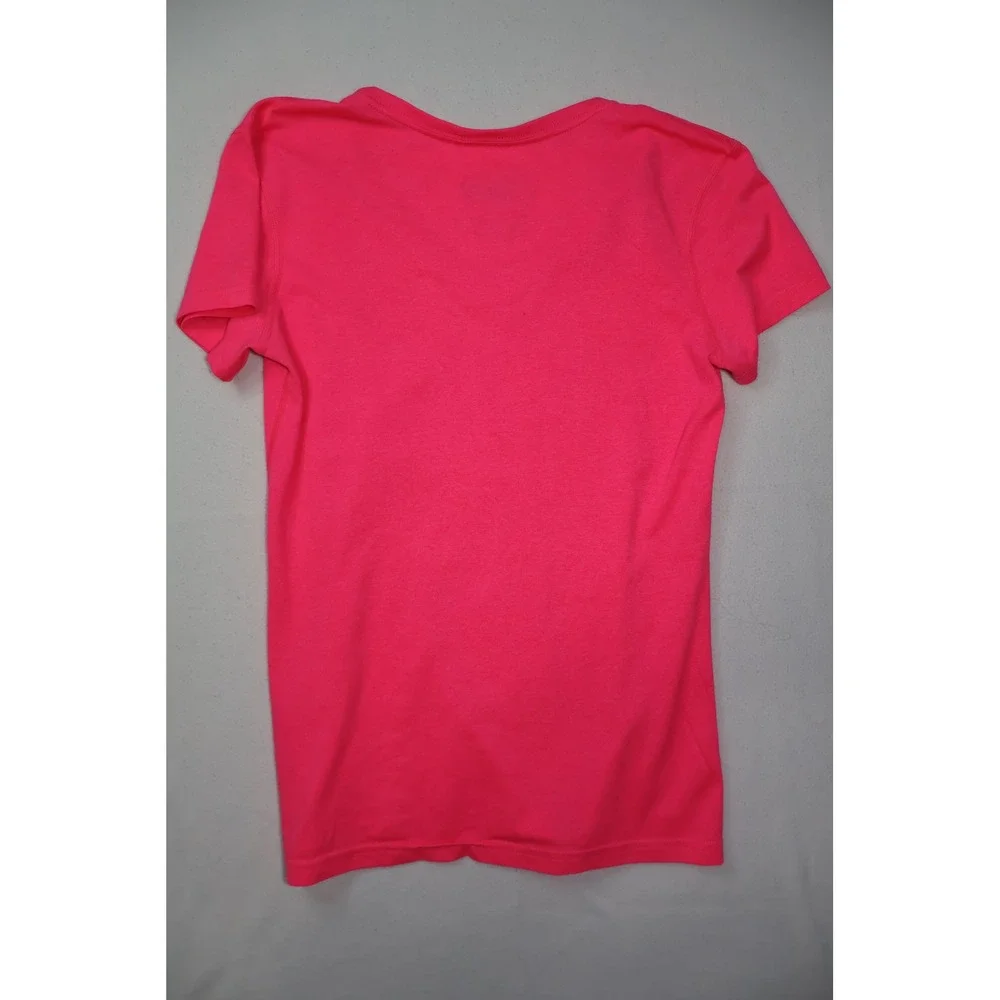 Nike Dri-FIT Womens V-Neck Short‎ Sleeve Training T-Shirt Neon Pink Small